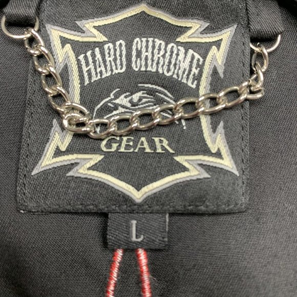 NWT Hard Chrome Gear Mens Rockabilly Skull Biker Button Down Shirt Black LARGE - Picture 4 of 9